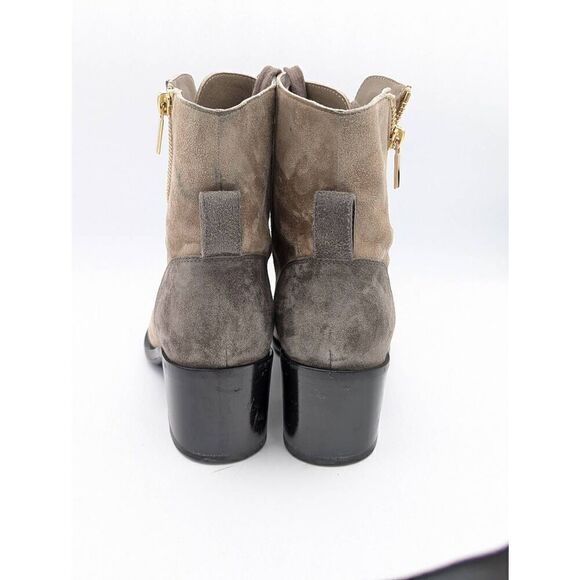 Chanel Lace up suade taupe combat boots 37.5 - Picture 5 of 9